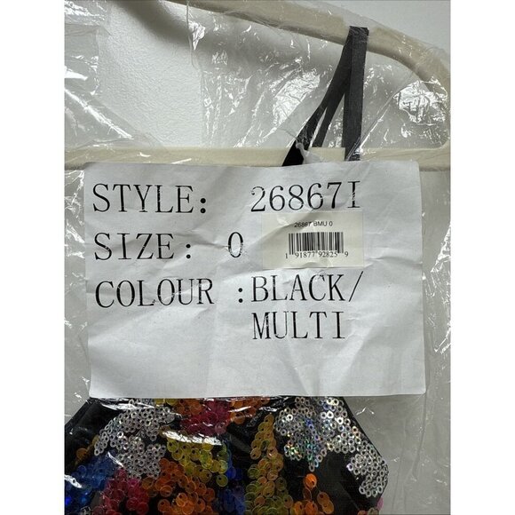 Mac Duggal Size 0 Black Floral 26867 Sequined Mini Cocktail Dress New - Picture 8 of 13